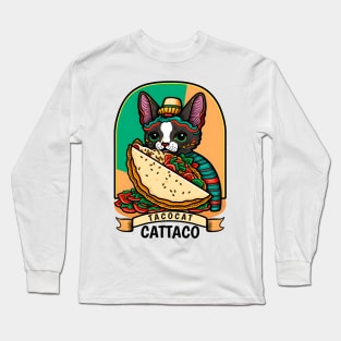 Tacocat Cattaco Cinco De Mayo Funny Cat Lover Mexican Fiesta Long Sleeve T-Shirt